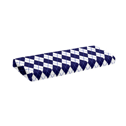 Navy Blue And White Argyle Pattern Print Piano Keyboard Cover