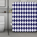 Navy Blue And White Argyle Pattern Print Polyester Shower Curtain