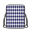 Navy Blue And White Argyle Pattern Print Rectangular Crossbody Bag
