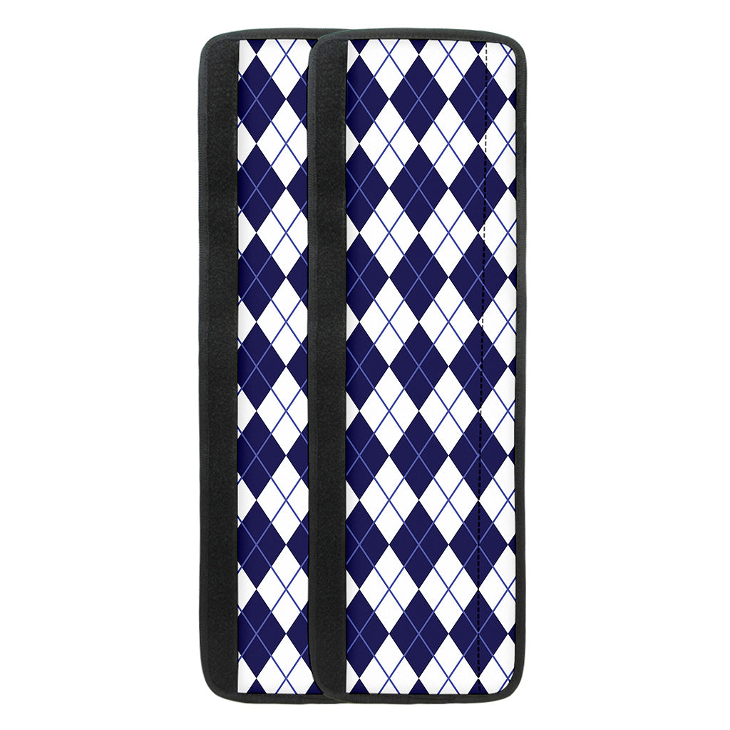 Navy Blue And White Argyle Pattern Print Refrigerator Handle Covers