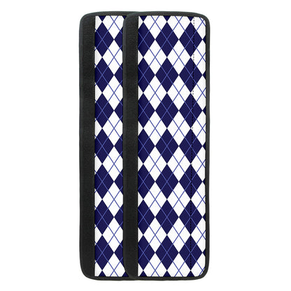 Navy Blue And White Argyle Pattern Print Refrigerator Handle Covers