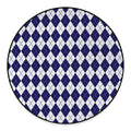 Navy Blue And White Argyle Pattern Print Round Floor Mat