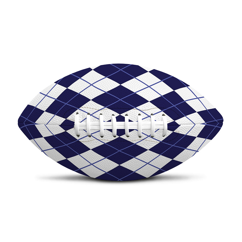 Navy Blue And White Argyle Pattern Print Rugby Ball