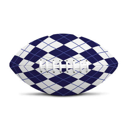 Navy Blue And White Argyle Pattern Print Rugby Ball