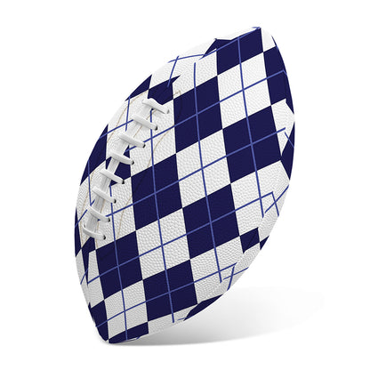 Navy Blue And White Argyle Pattern Print Rugby Ball