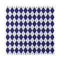 Navy Blue And White Argyle Pattern Print Silk Bandana