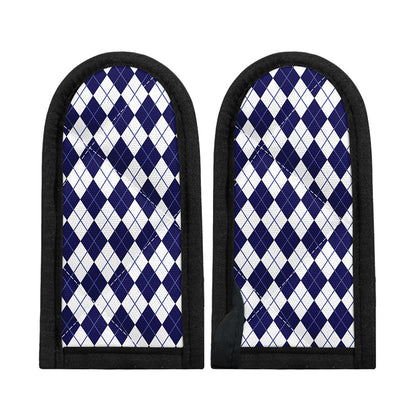 Navy Blue And White Argyle Pattern Print Skillet Handle Cover