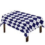 Navy Blue And White Argyle Pattern Print Tablecloth