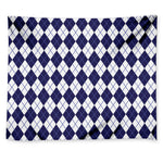 Navy Blue And White Argyle Pattern Print Tapestry