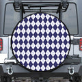 Navy Blue And White Argyle Pattern Print Tire Cover