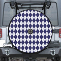 Navy Blue And White Argyle Pattern Print Tire Cover With Camera Hole