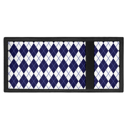 Navy Blue And White Argyle Pattern Print Trifold Wallet