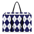 Navy Blue And White Argyle Pattern Print Utility Tote Bag