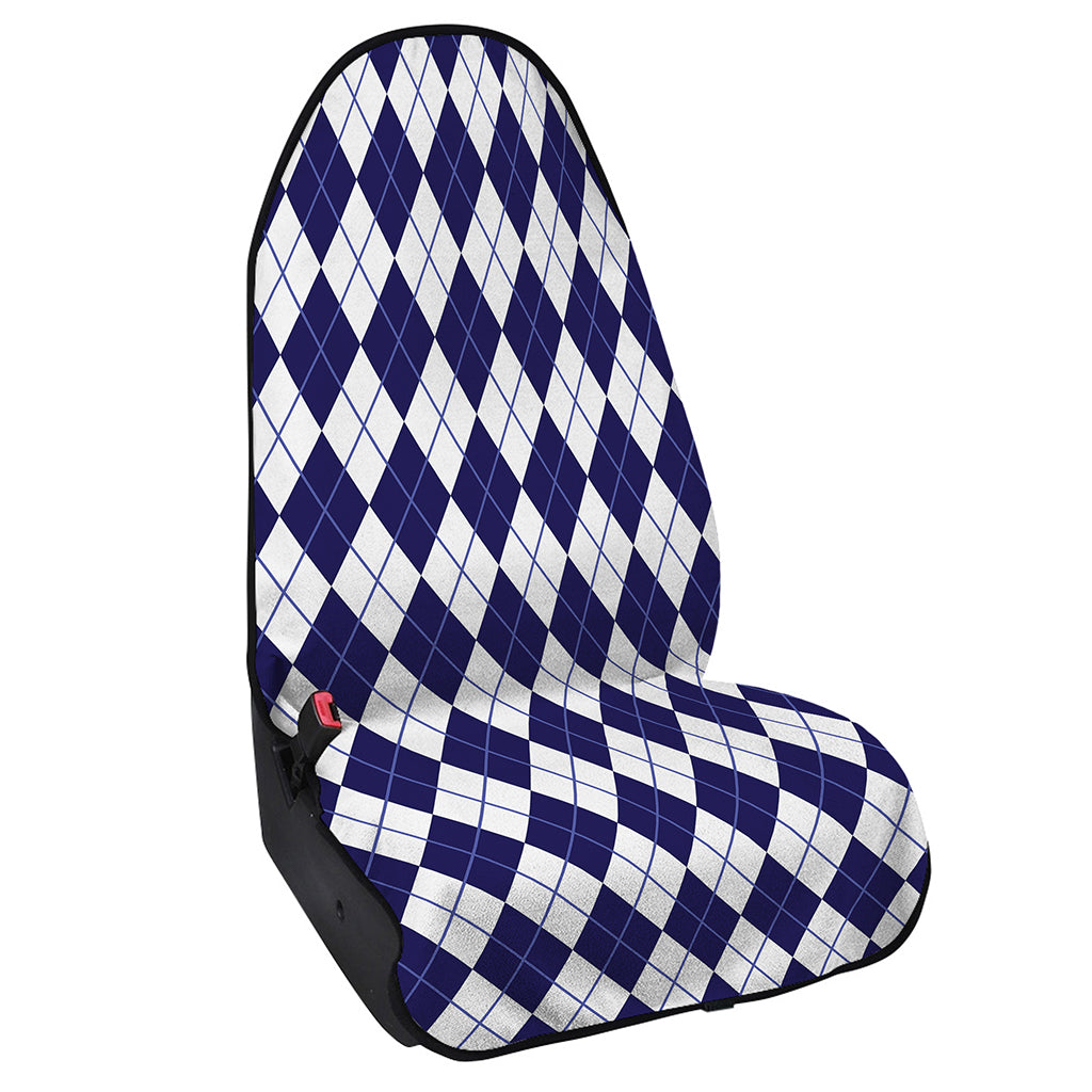 Navy Blue And White Argyle Pattern Print Waterproof Car Seat Cover