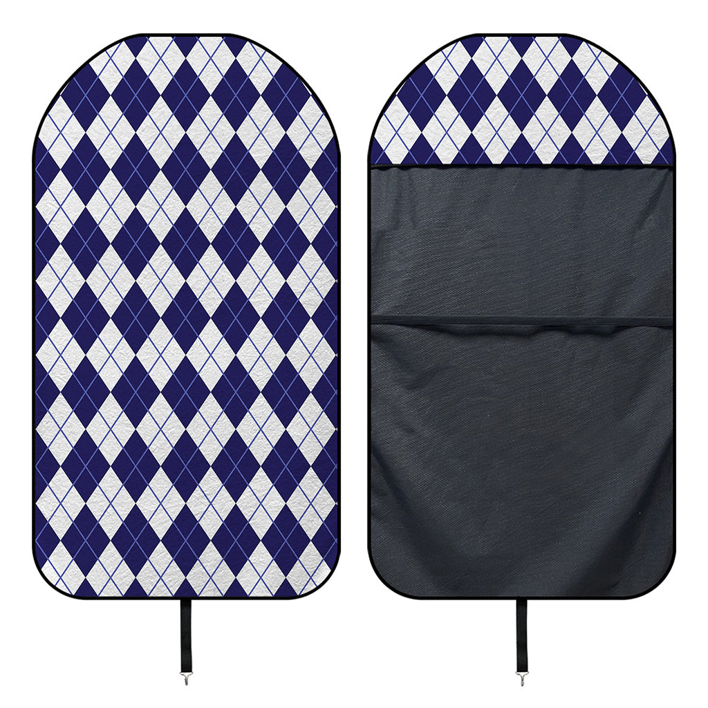 Navy Blue And White Argyle Pattern Print Waterproof Car Seat Cover