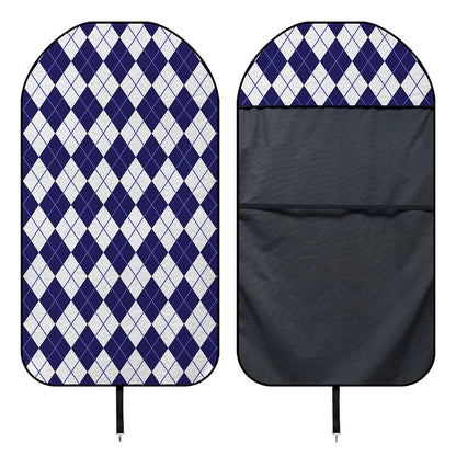 Navy Blue And White Argyle Pattern Print Waterproof Car Seat Cover