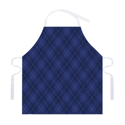 Navy Blue Argyle Pattern Print Adjustable Apron