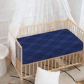 Navy Blue Argyle Pattern Print Baby Crib Sheet