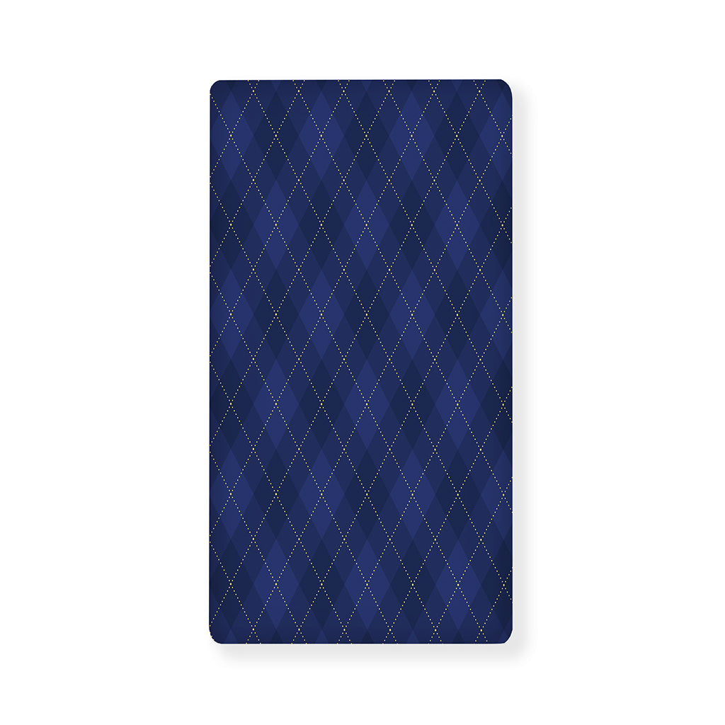 Navy Blue Argyle Pattern Print Baby Crib Sheet