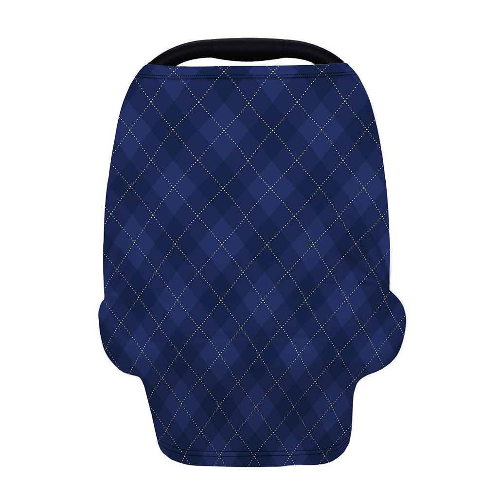 Navy Blue Argyle Pattern Print Baby Seat Cover