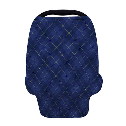 Navy Blue Argyle Pattern Print Baby Seat Cover