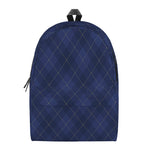 Navy Blue Argyle Pattern Print Backpack