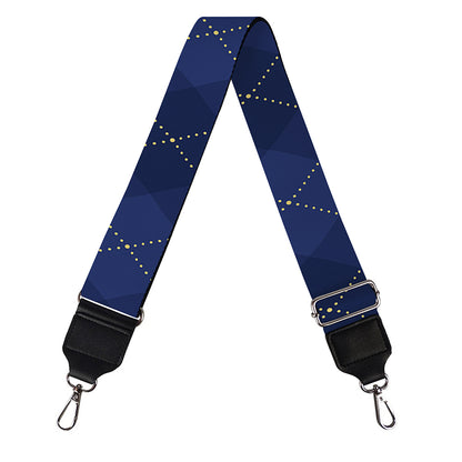 Navy Blue Argyle Pattern Print Bag Strap