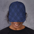 Navy Blue Argyle Pattern Print Baseball Cap