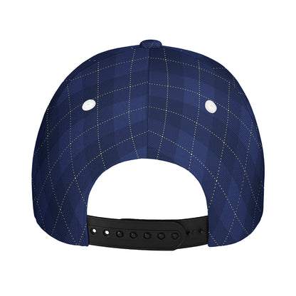 Navy Blue Argyle Pattern Print Baseball Cap