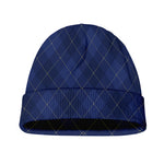 Navy Blue Argyle Pattern Print Beanie