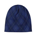 Navy Blue Argyle Pattern Print Beanie