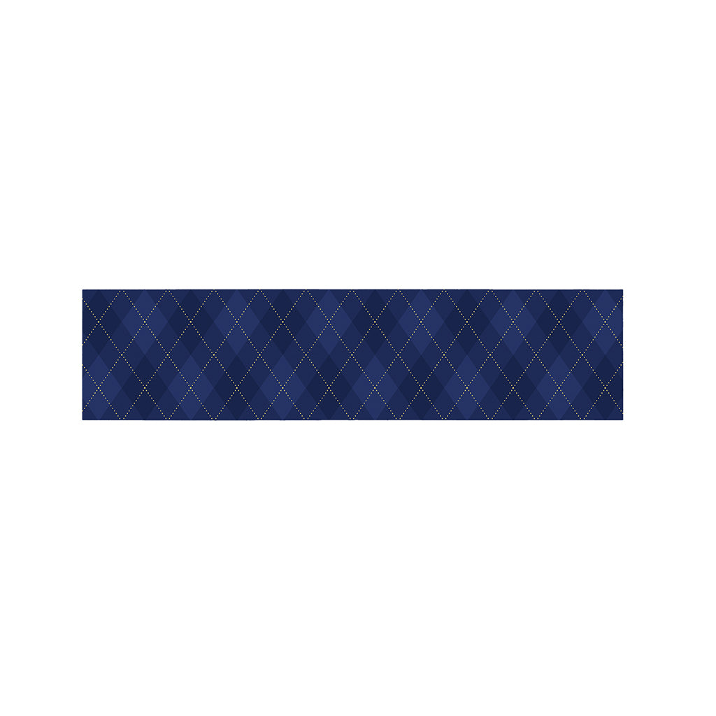 Navy Blue Argyle Pattern Print Bed Runner