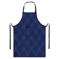 Navy Blue Argyle Pattern Print Bib Apron With Pocket