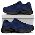 Navy Blue Argyle Pattern Print Black Chunky Shoes