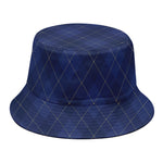 Navy Blue Argyle Pattern Print Bucket Hat