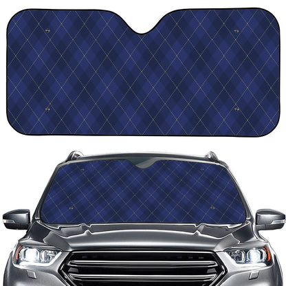 Navy Blue Argyle Pattern Print Car Windshield Sun Shade