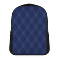 Navy Blue Argyle Pattern Print Casual Backpack