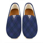 Navy Blue Argyle Pattern Print Casual Shoes