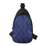 Navy Blue Argyle Pattern Print Chest Bag