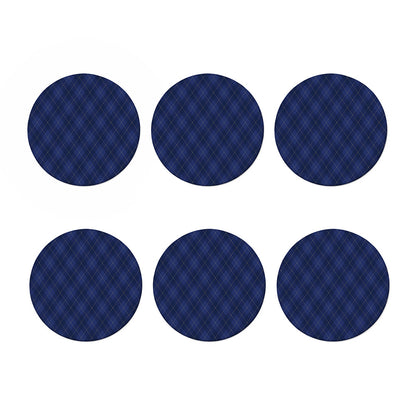 Navy Blue Argyle Pattern Print Coaster Set
