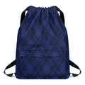 Navy Blue Argyle Pattern Print Drawstring Backpack