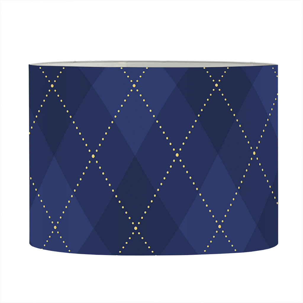 Navy Blue Argyle Pattern Print Drum Lamp Shade