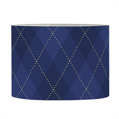 Navy Blue Argyle Pattern Print Drum Lamp Shade