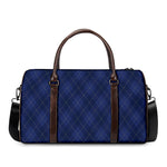 Navy Blue Argyle Pattern Print Duffle Bag