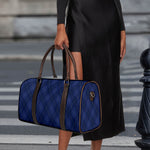 Navy Blue Argyle Pattern Print Duffle Bag