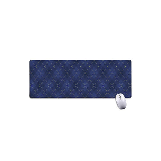 Navy Blue Argyle Pattern Print Extended Mouse Pad