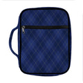 Navy Blue Argyle Pattern Print Front Pocket Bible Bag