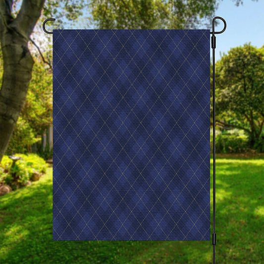 Navy Blue Argyle Pattern Print Garden Flag
