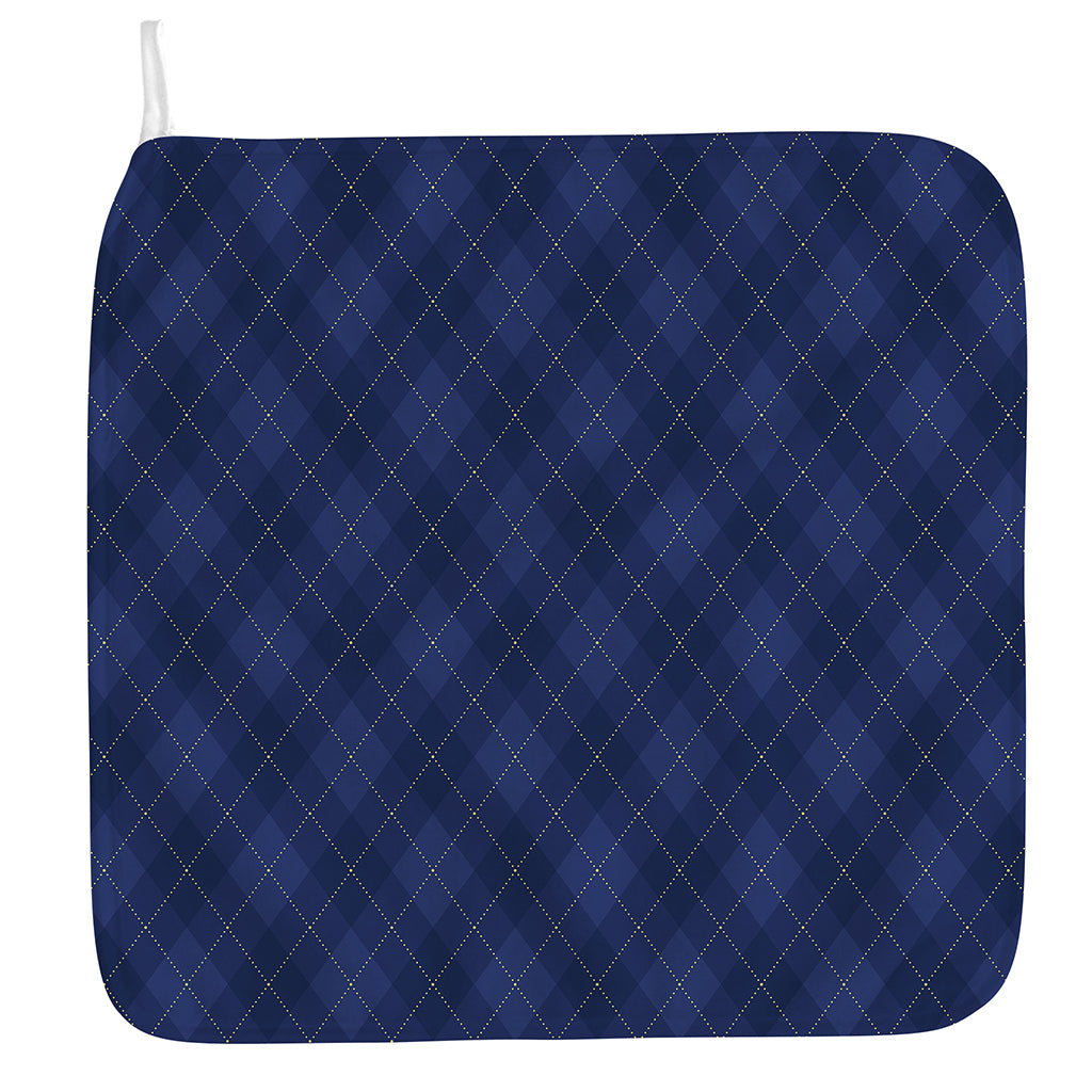 Navy Blue Argyle Pattern Print Hand Towel