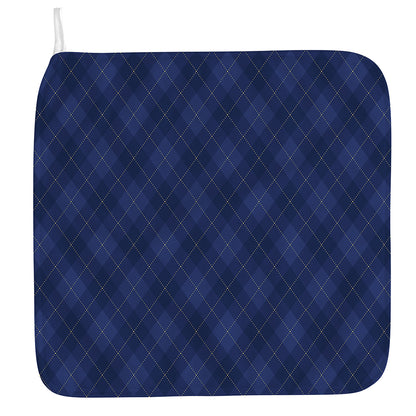 Navy Blue Argyle Pattern Print Hand Towel